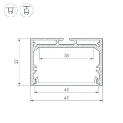 Профиль с экраном SL-LINE-4932-2500 ANOD+OPAL (Arlight, Алюминий) 020465