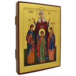 Вера, Надежда, Любовь и мать их Софья. Рукописная икона. 21 х 25 см.
