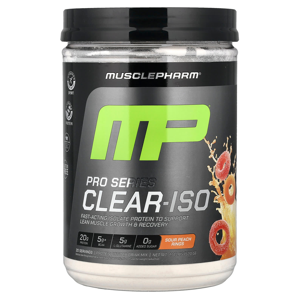MusclePharm, Pro Series Clear-ISO, протеиновая смесь для приготовления напитка, кусочки кислого персика, 520 мг (1,14 фунта)