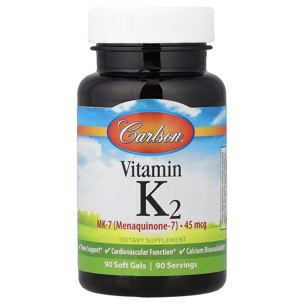 Carlson, витамин K2, 45 мкг, 90 капсул