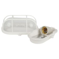 Светильник ЭРА НБП 01-60-002 с решеткой Евро пластик/стекло IP53 E27 max 60Вт 184х115х90 овал белый | Светильники ЖКХ IP54