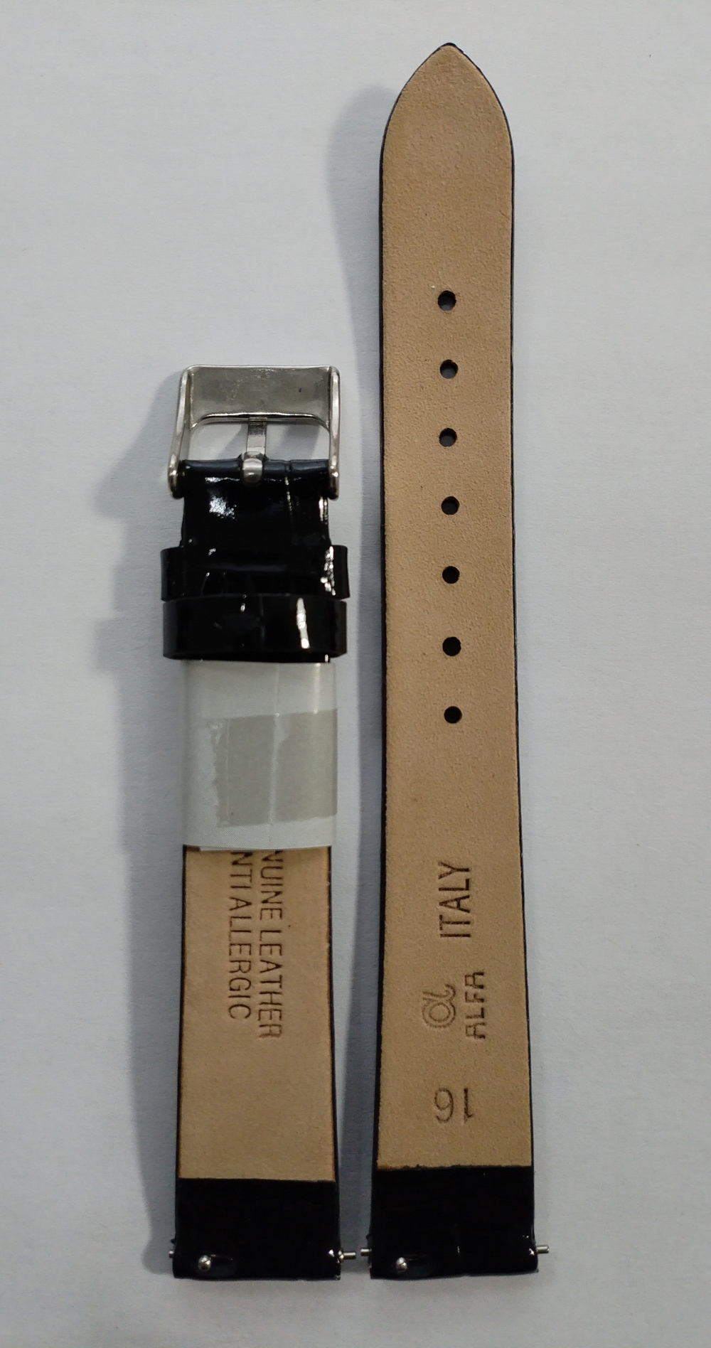 16 мм. Ремень кожаный. Лаковый крокодил.