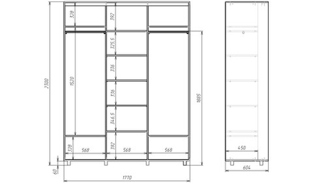 Шкаф-купе МАМА PRIME, 177х60х230 Шимо светлый с зеркалом