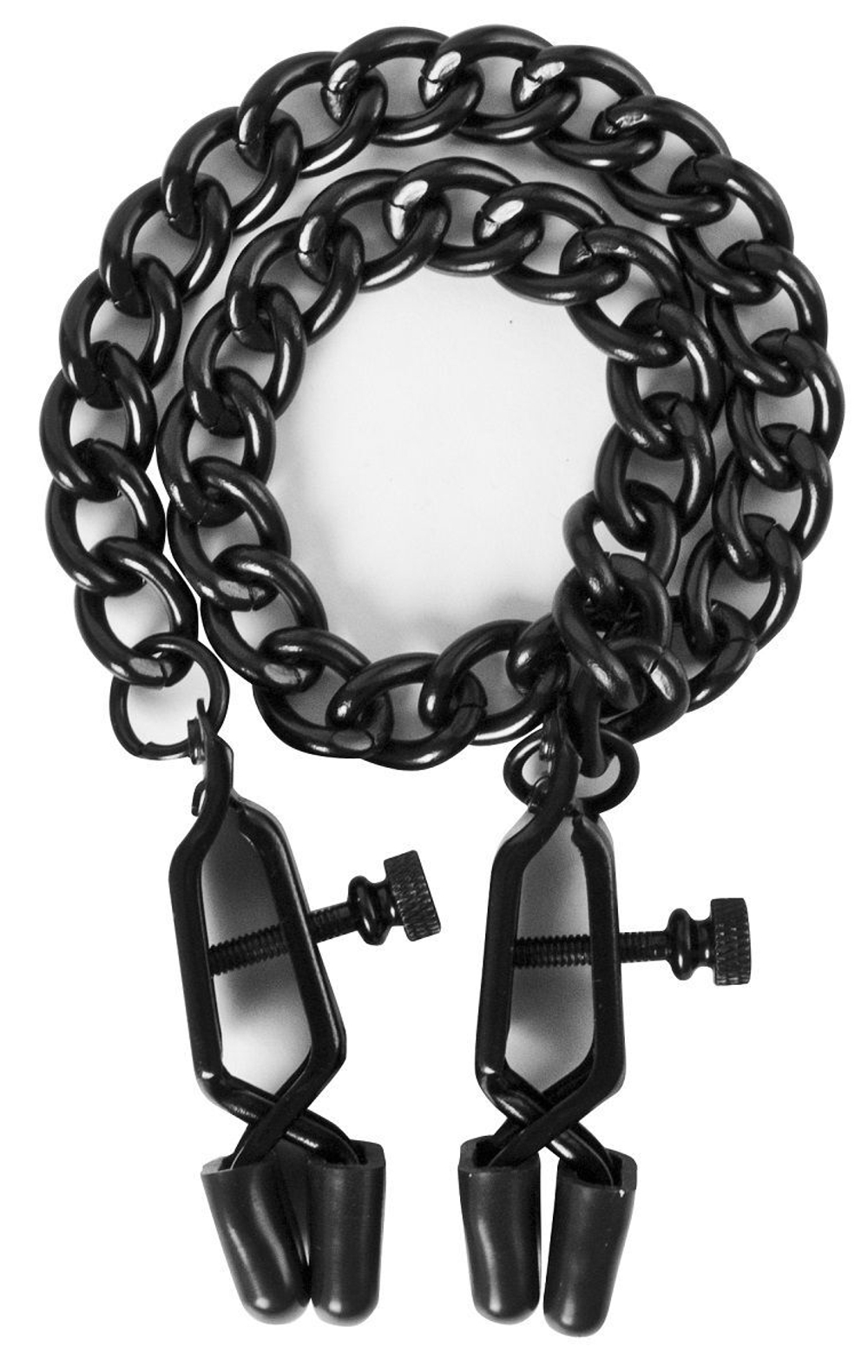 Чёрные зажимы на соски Alabama Crossover Nipple Clamps с цепью (Цвет: черный)