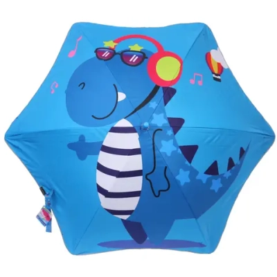 Зонт детский безопасный «KidsZontik», Динозаврик, светоотраж. элементы, плотный винил, длина 65см, d-90см