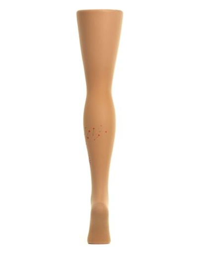 Колготки с принтом в виде необычных одуванчиков на левой ножке (Размер: S-M-L) (Цвет: бежевый)