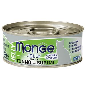 Консервы Monge jelly Adult cat для взрослых кошек с желтоперым тунцом и сурими