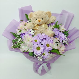 Букет с игрушкой Мишутка 2.0