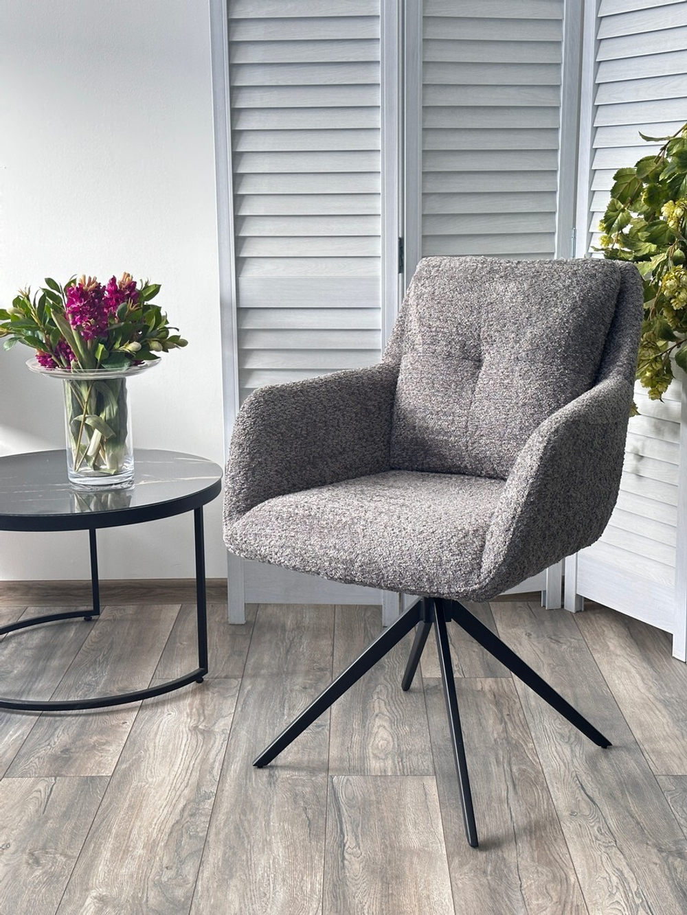Стул MEADOW 360 град. поворот. Темно-серый XD841-16, букле / черный каркас, ®DISAUR