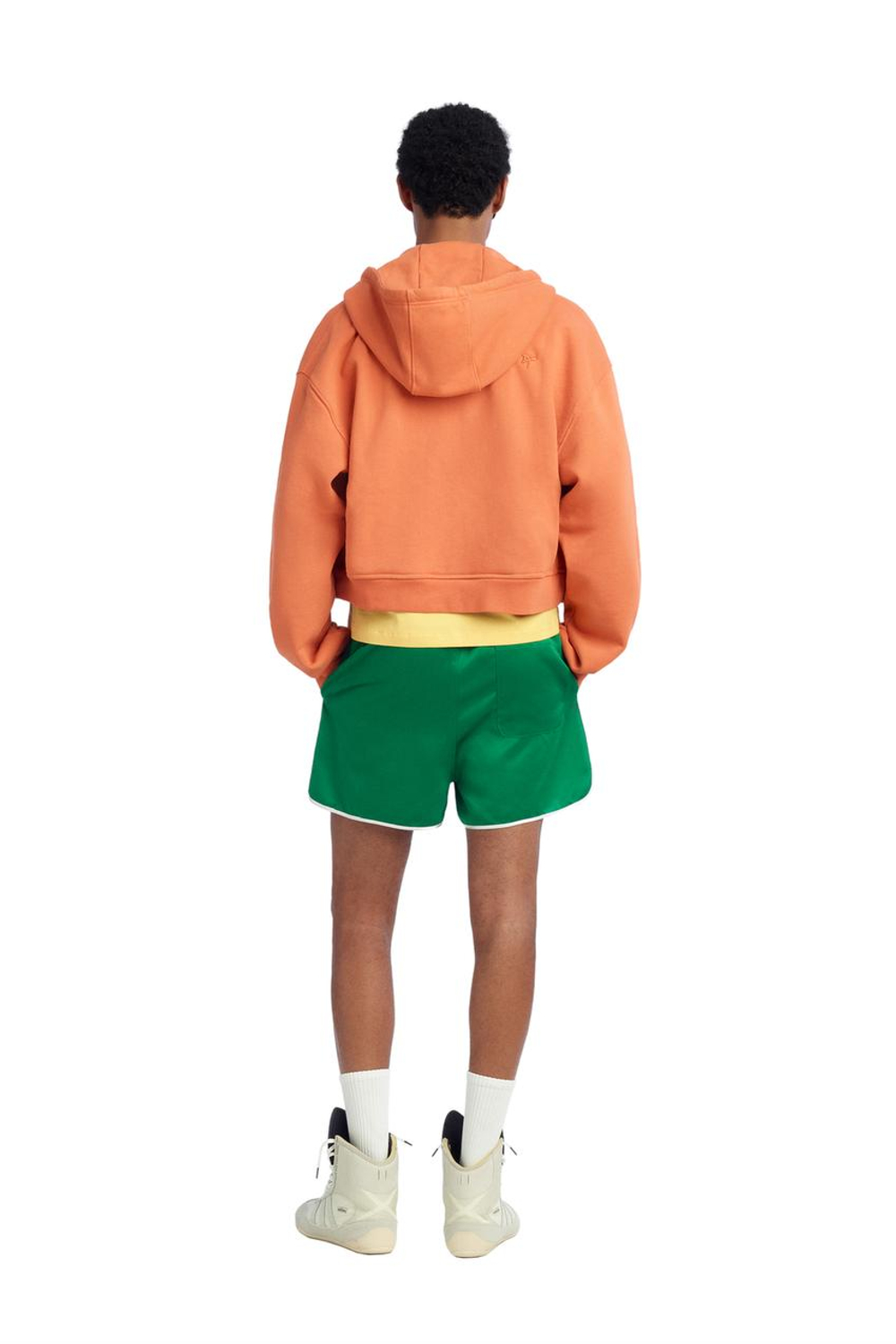 ZARA X BENITO ANTONIO КОНТРАСТНЫЕ АТЛАСНЫЕ ШОРТЫ, ЗЕЛЕНЫЙ