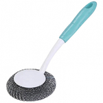 ГУБКА ДЛЯ МЫТЬЯ ПОСУДЫ С РУКОЯТКОЙ МЕТАЛЛ SM-05(20,10)СПБ