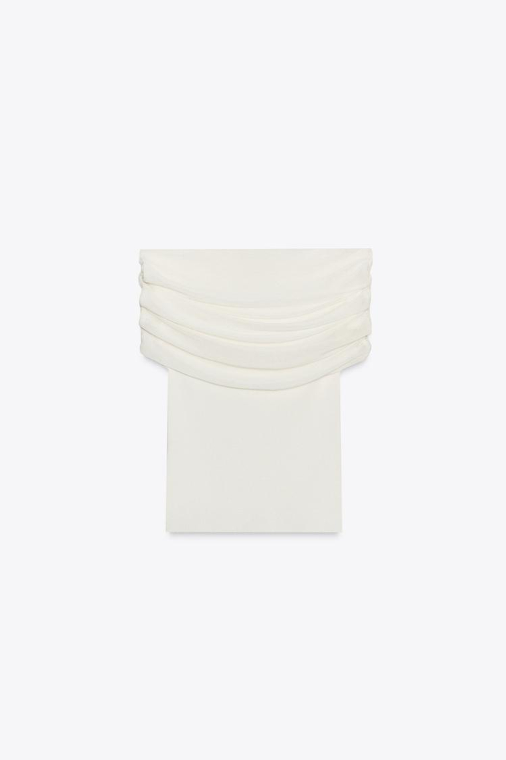 ZARA ТРИКОТАЖНЫЙ ТОП С ОТКРЫТЫМИ ПЛЕЧАМИ, ЭКРЮ