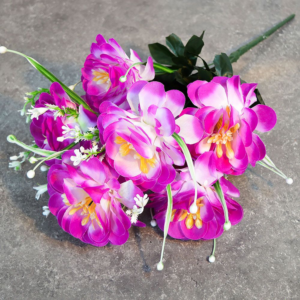 Цветы искусственные "Цветочная мелодия" 50см 9 цветков, бело-сиреневые