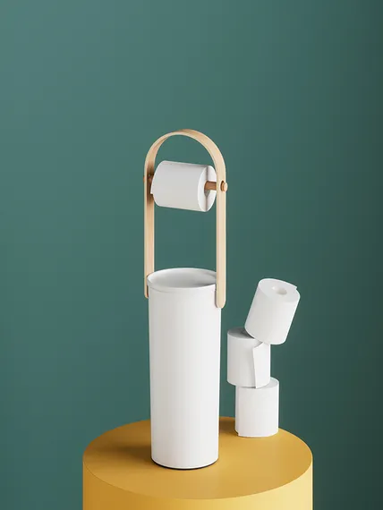 Держатель-органайзер для туалетной бумаги bellwood, белый/натуральное дерево