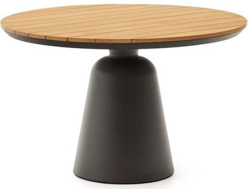 Круглый уличный стол Tudons из алюминия серого цвета и тика Ø120 см Испания La Forma