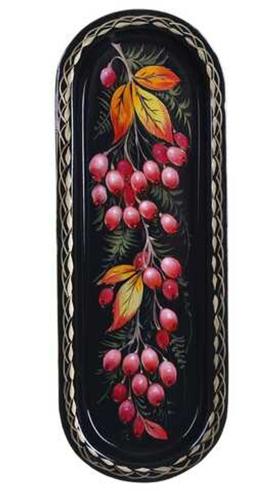 Жостовский поднос декоративный, размер 21х8 см (A4), металлический