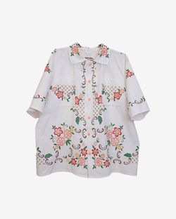 Рубашка Усыпанная Цветами/Flowers Basket Short Sleeve Shirt белая