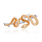 Брошь «Змея» из комбинированного золота с цитринами