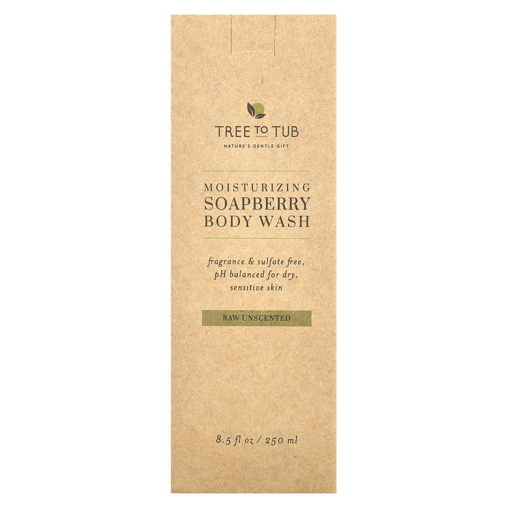 Tree To Tub, увлажняющий гель для душа с мыльным деревом, необработанный, без запаха, 250 мл (8,5 жидк. унции)