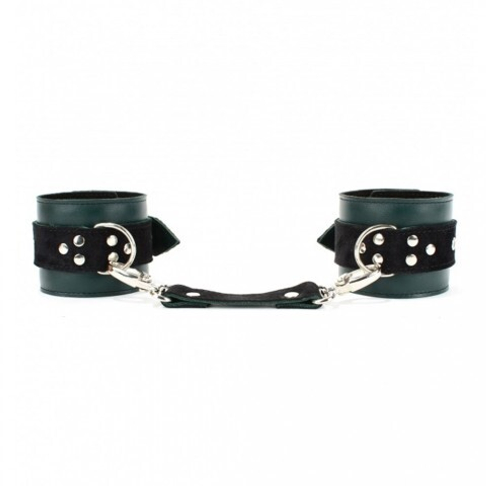 Оковы на ноги из натуральной кожи изумруд