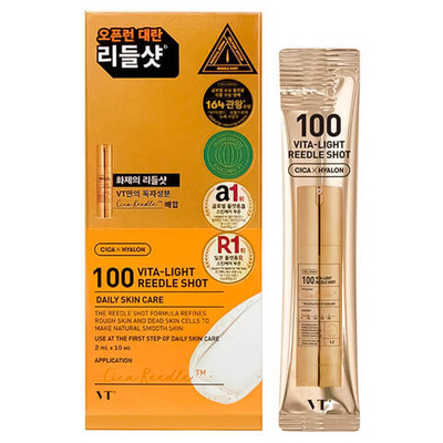 Пробник Бустер-сыворотка с микроиглами и витамином C VT Cosmetics Vita-Light Reedle Shot 100 (1 шт. 2 мл)