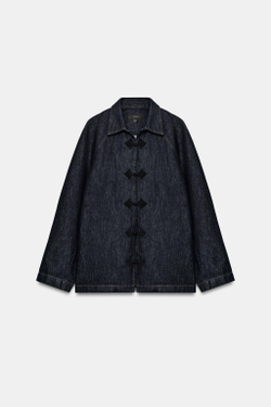 ZARA ДЖИНСОВАЯ КУРТКА С НАВЕСНЫМИ ПЕТЛЯМИ — ZW COLLECTION, СИНИЙ