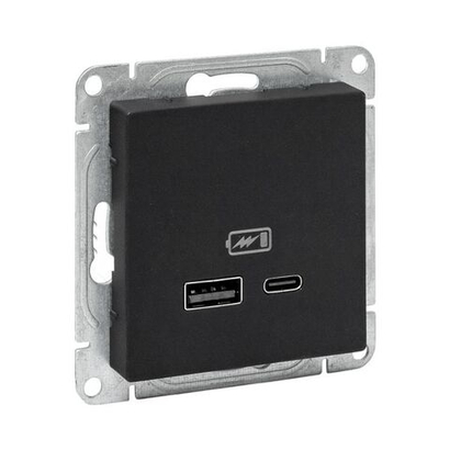 Механизм розетки USB-A+С, чёрный Эпика EKF