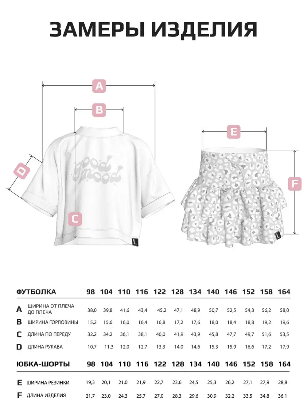 Летний костюм для девочки с юбкой-шорты