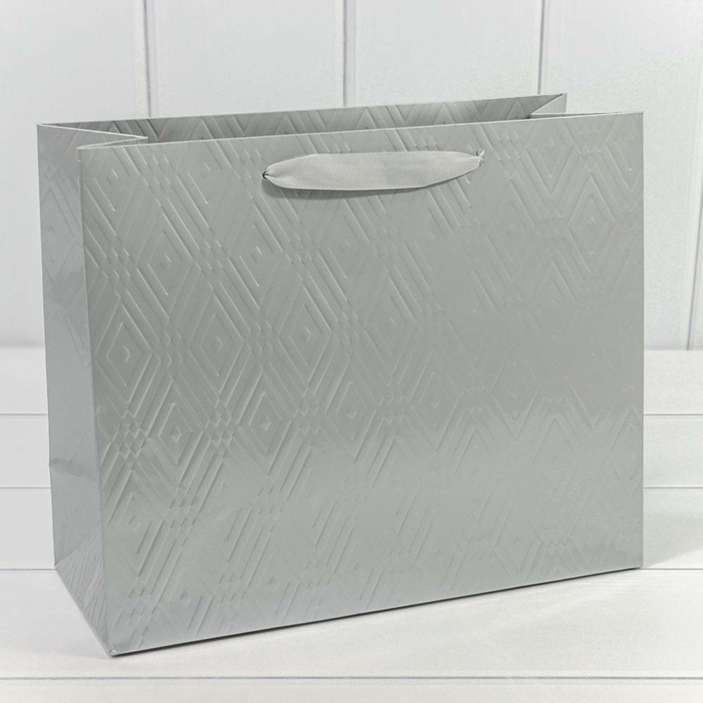 Пакет подарочный 32х26х13см Премиум "Элегант" (Серебряный)