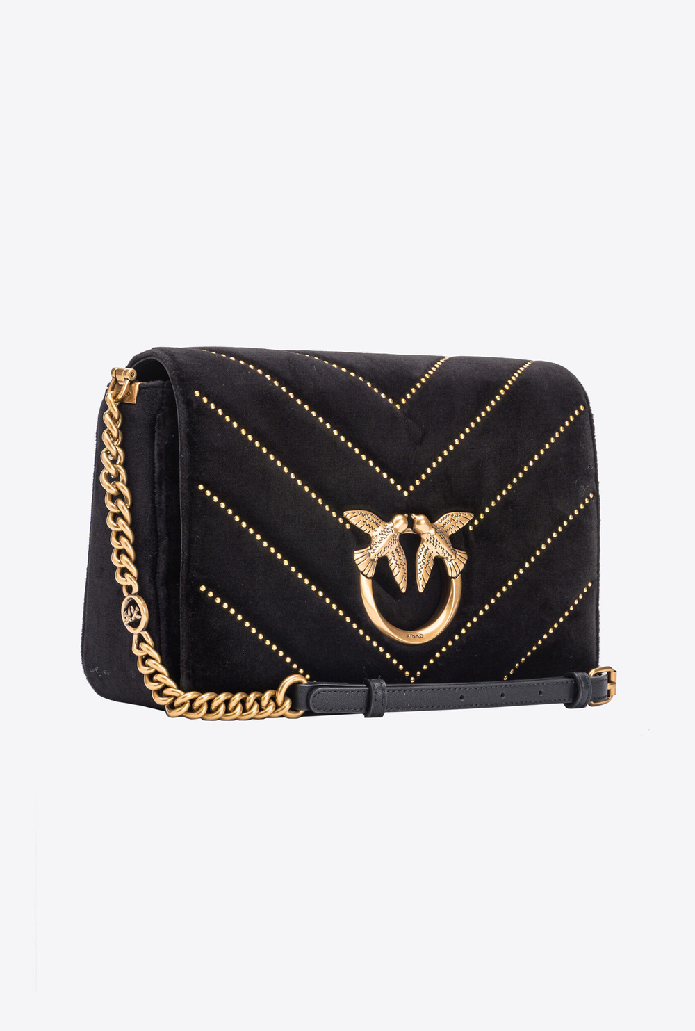 CLASSIC LOVE BAG CLICK IN VELVET WITH STUDS - black