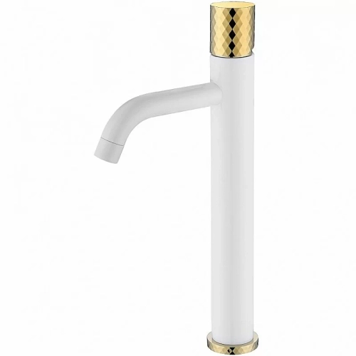 Смеситель для раковины Boheme Stick 122-WG белый/ручка золото