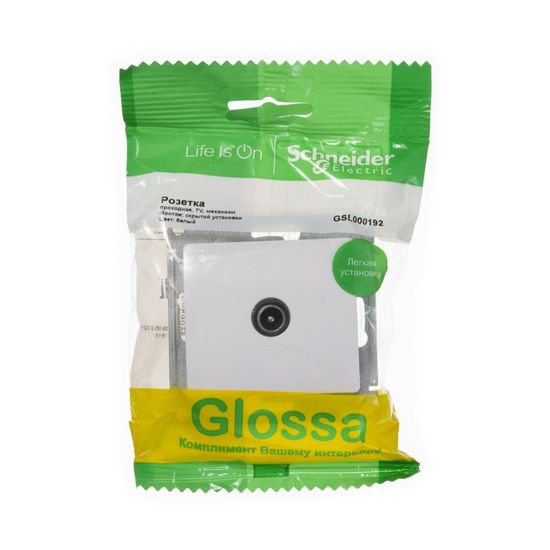 Розетка телевизионная проходная TV 1-м СП Glossa 4дБ механизм бел. SE GSL000192