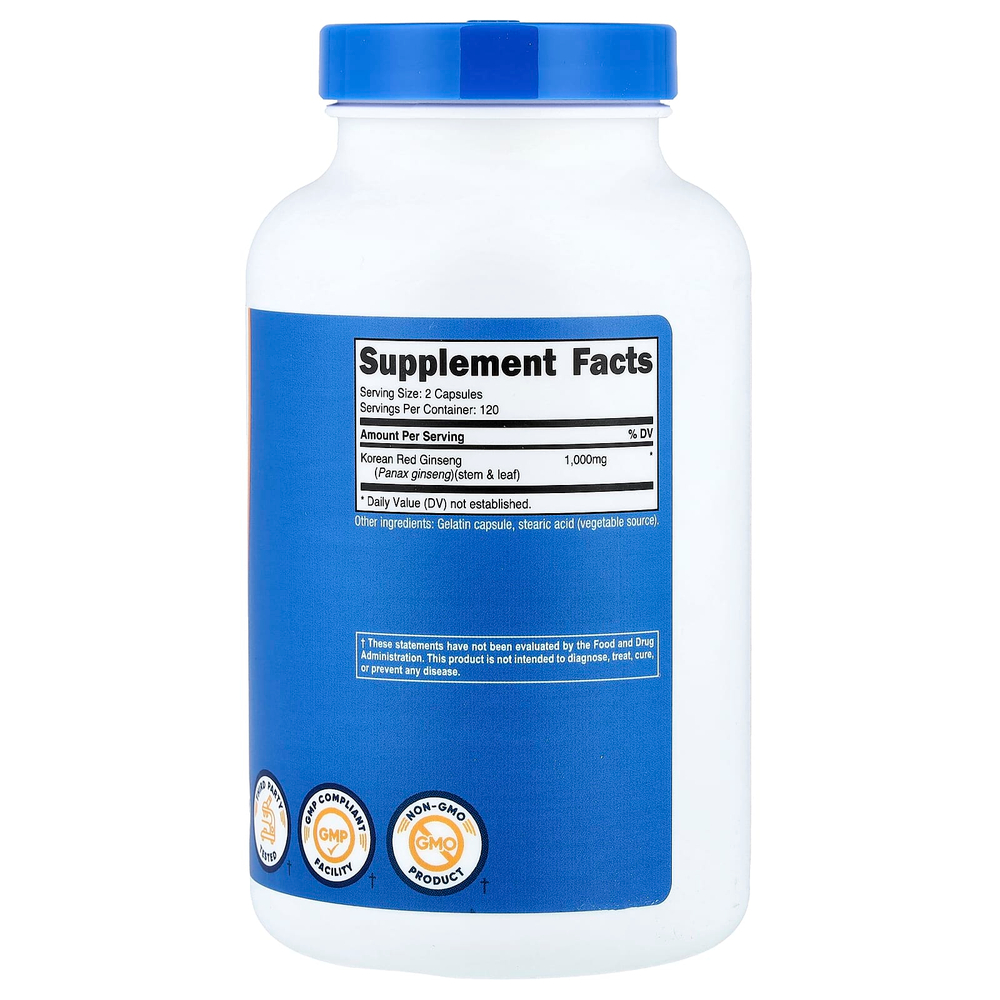 Nutricost, корейский красный женьшень, 240 капсул (500 мг в 1 капсуле)