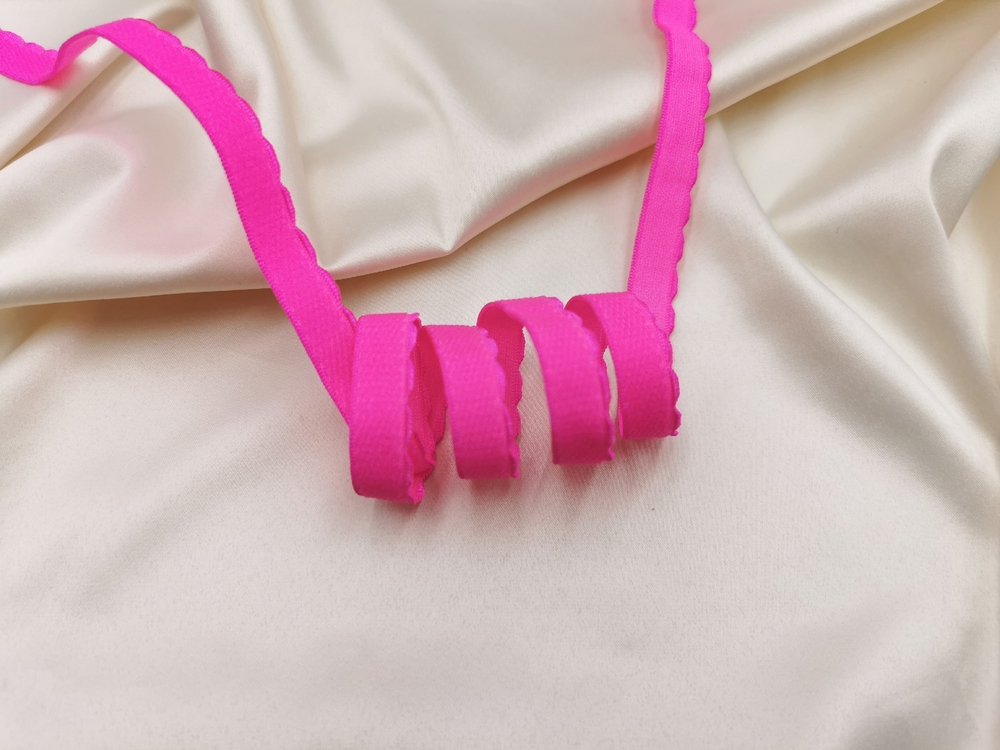 Отделочная резинка с фестонами, 10мм, неоново-розовый, Китай (Арт: OTR605/10-3578), м