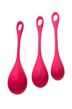 Набор вагинальных шариков Satisfyer YONI, силикон, красный,  2 см.