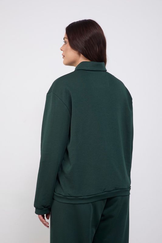 Поло из футера, темно-зеленый