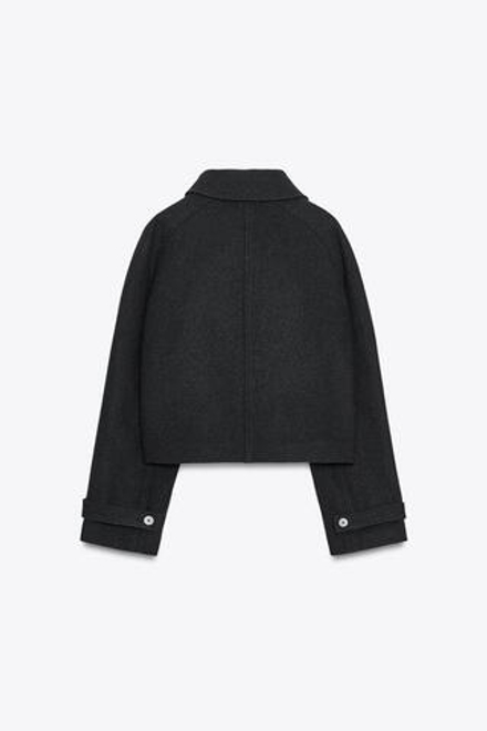 ZARA КОРОТКИЙ ТРЕНЧ С ШЕРСТЬЮ — ZW COLLECTION, ТЕМНО-СЕРЫЙ