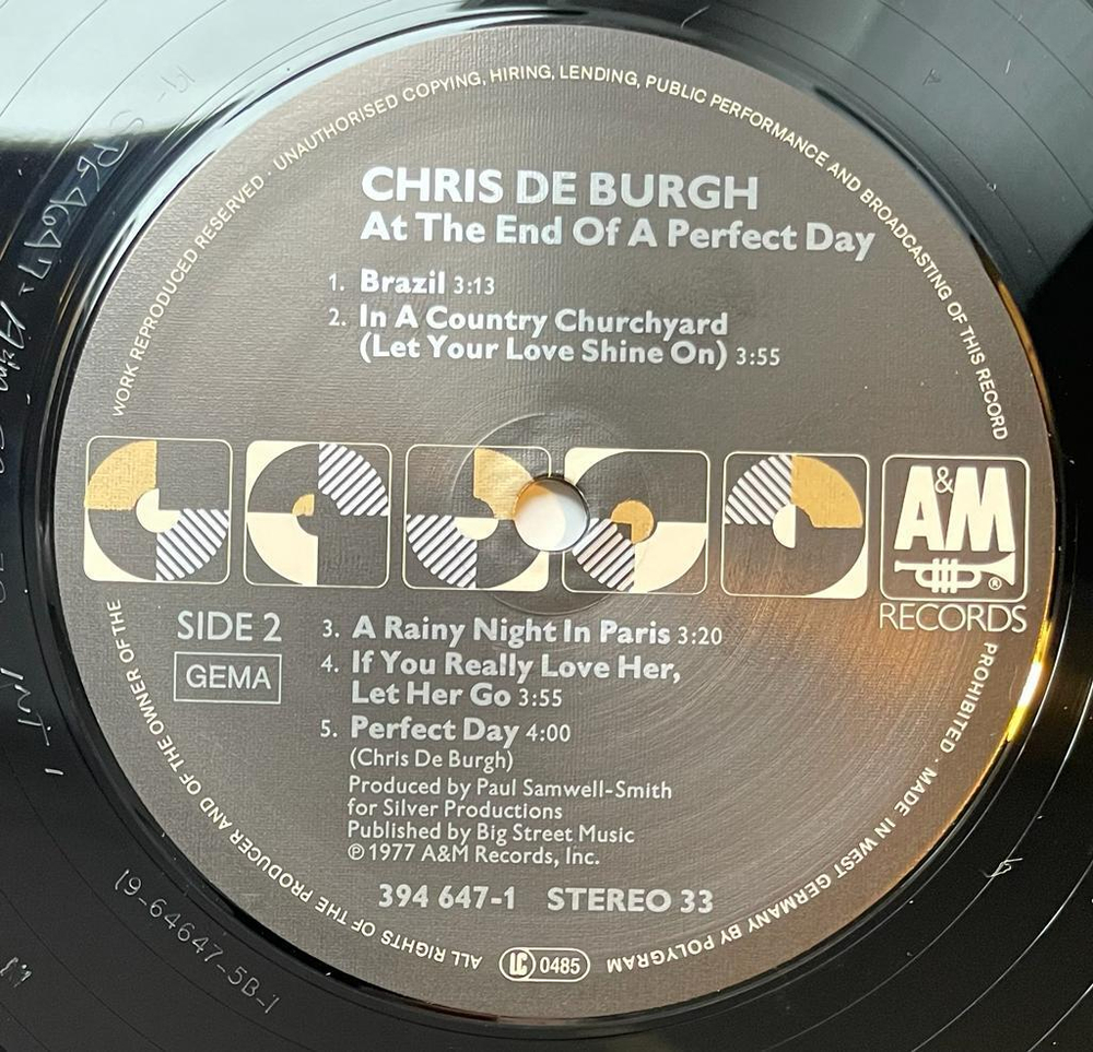 Chris de Burgh - At the end of a perfect day (Германия 1977г.)