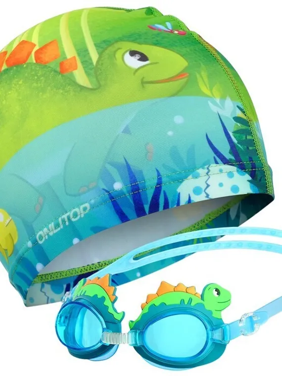 Набор для плавания детский «Динозаврик»: шапочка+очки для плавания+мешок, обхват 46-52 см