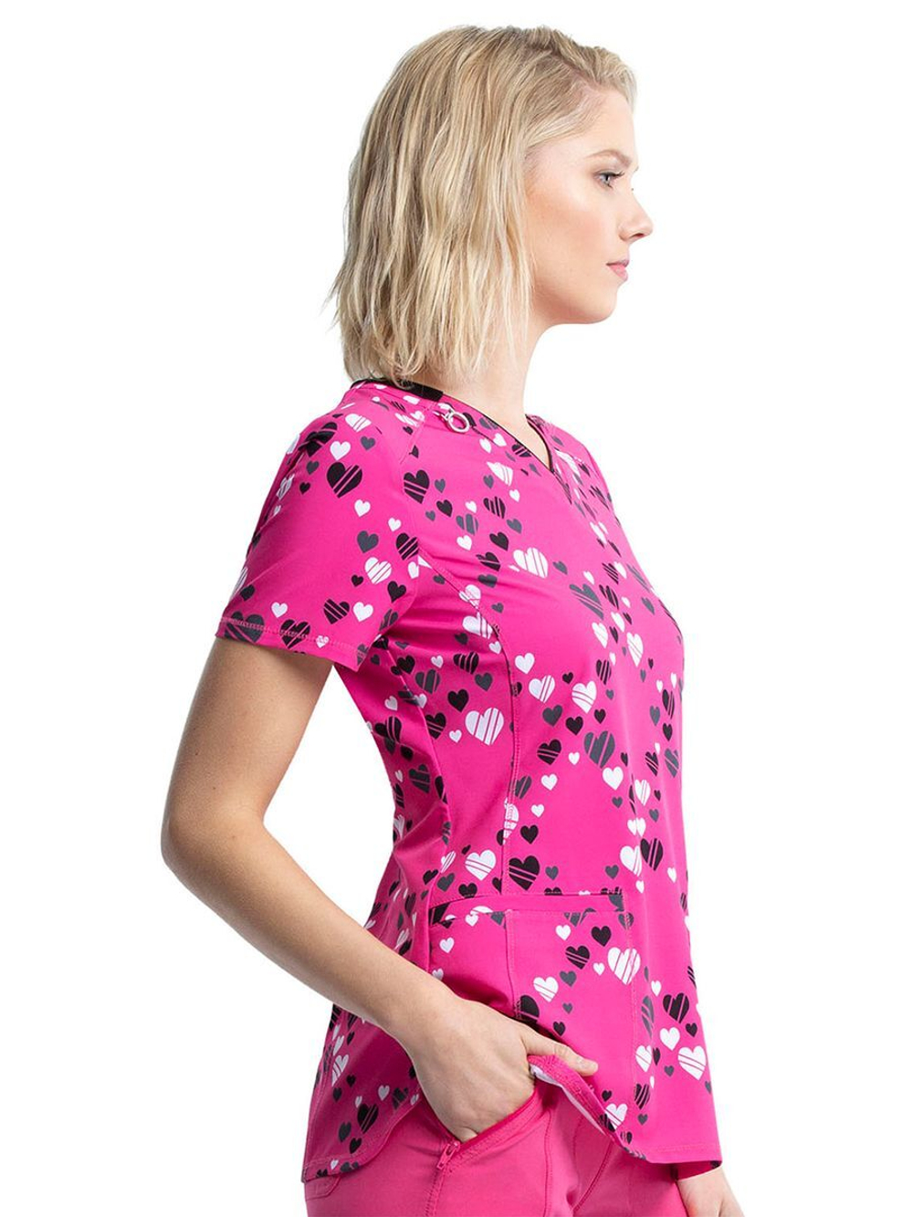 Топ медицинский женский Cherokee CK634, сердечки, XS