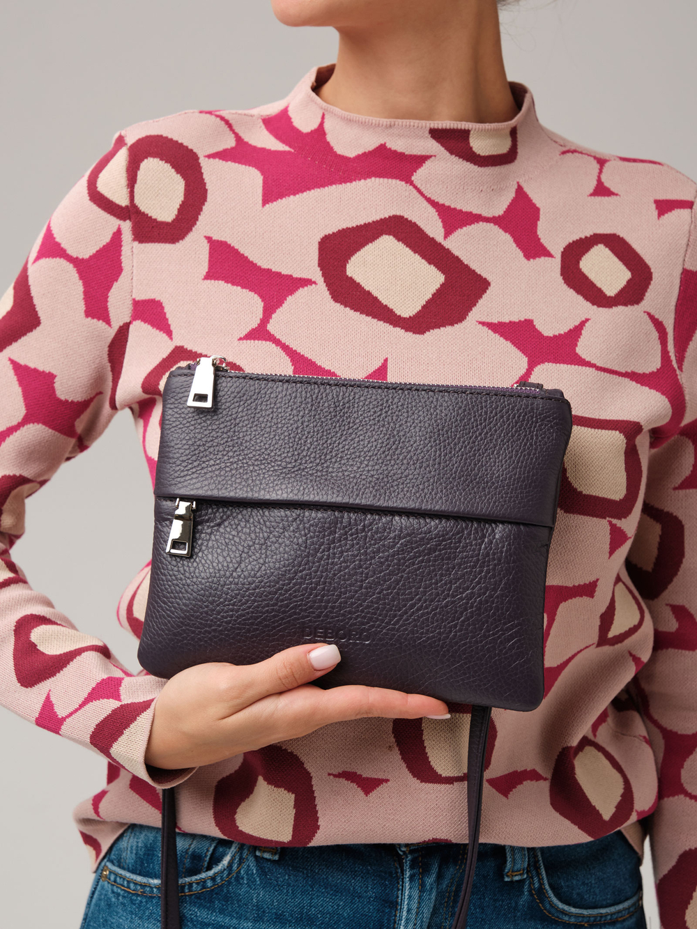 Крос-боди сумка Deboro 3017 пыльно-фиолетовый