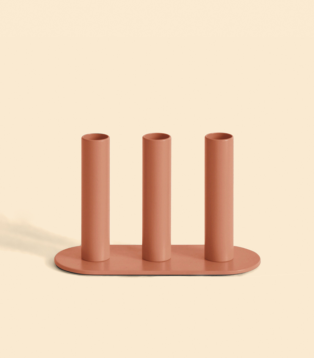 Подсвечник – Огонь тройной, Персиковый, 12,5 см | Delo