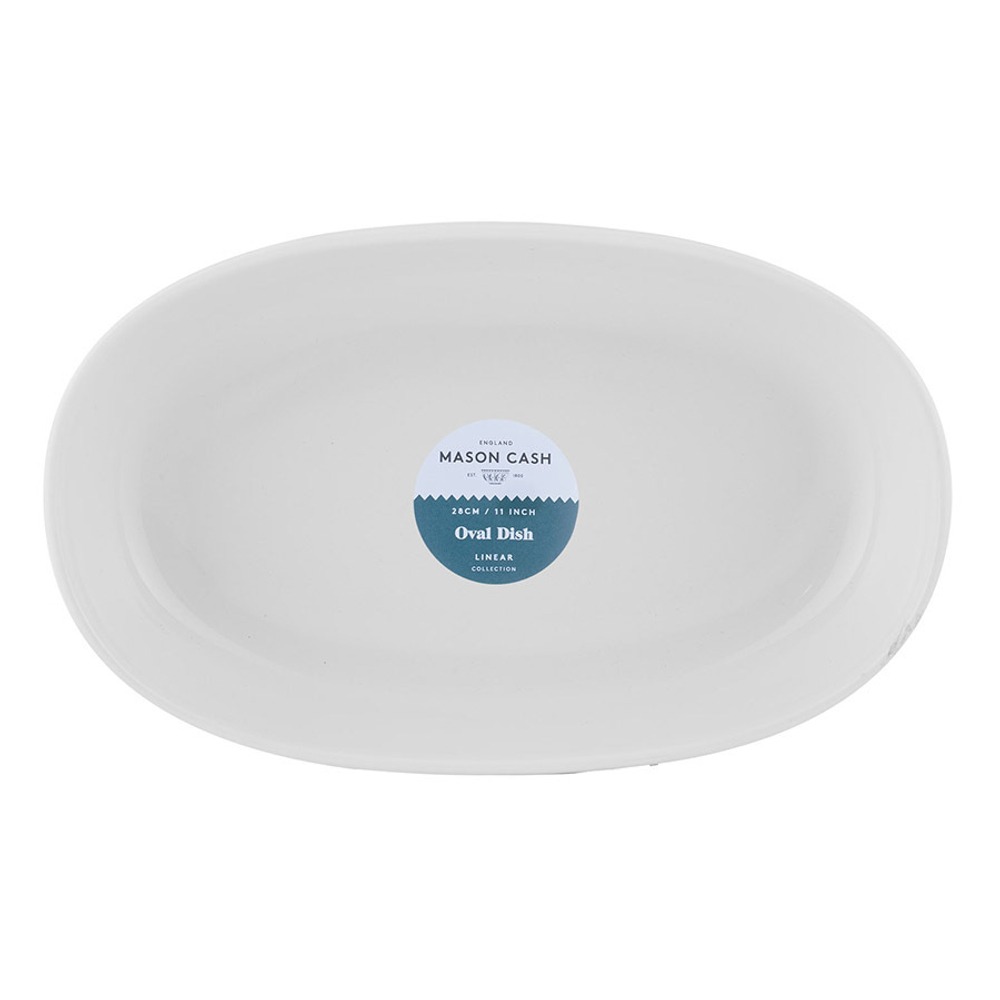 Блюдо для запекания 28х18см Linear овальное белое Mason Cash