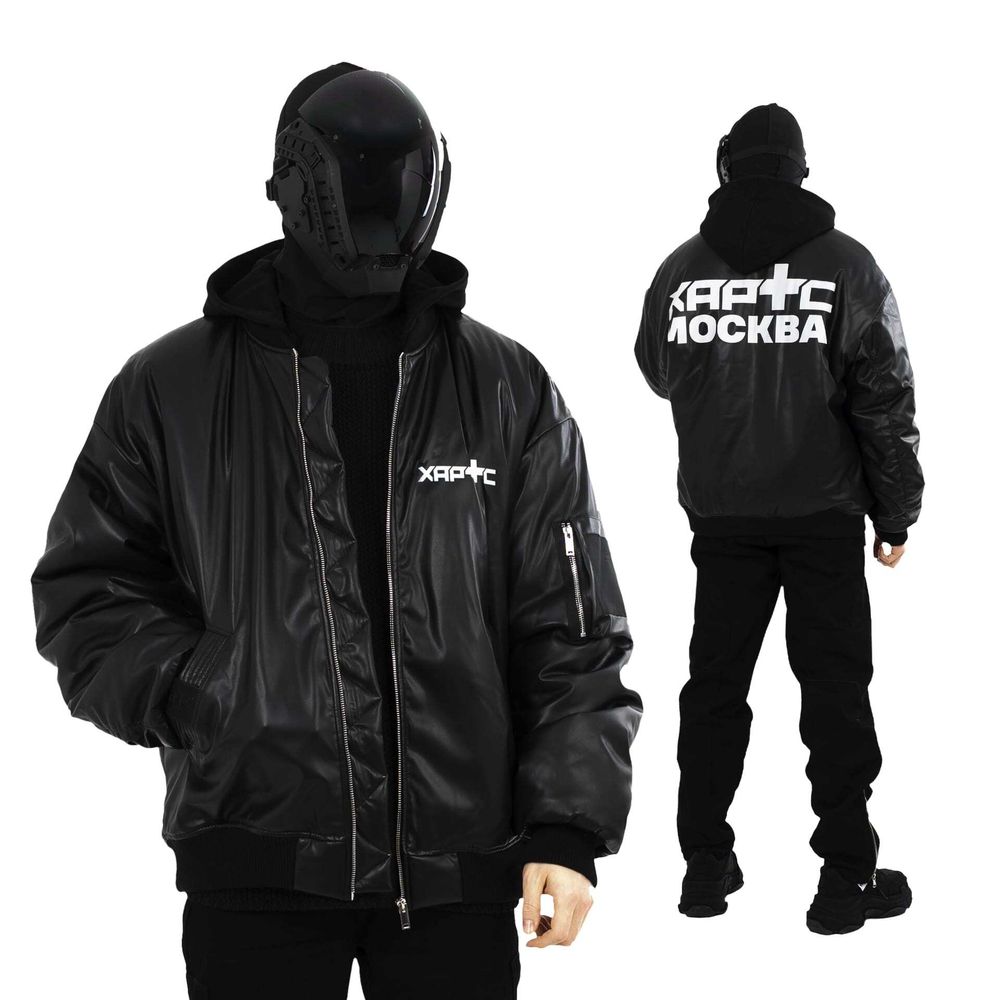 Купить Бомбер Heartz Moskva Black Series Oversized черная Бомбер Heartz Moskva Black Series Oversized черная