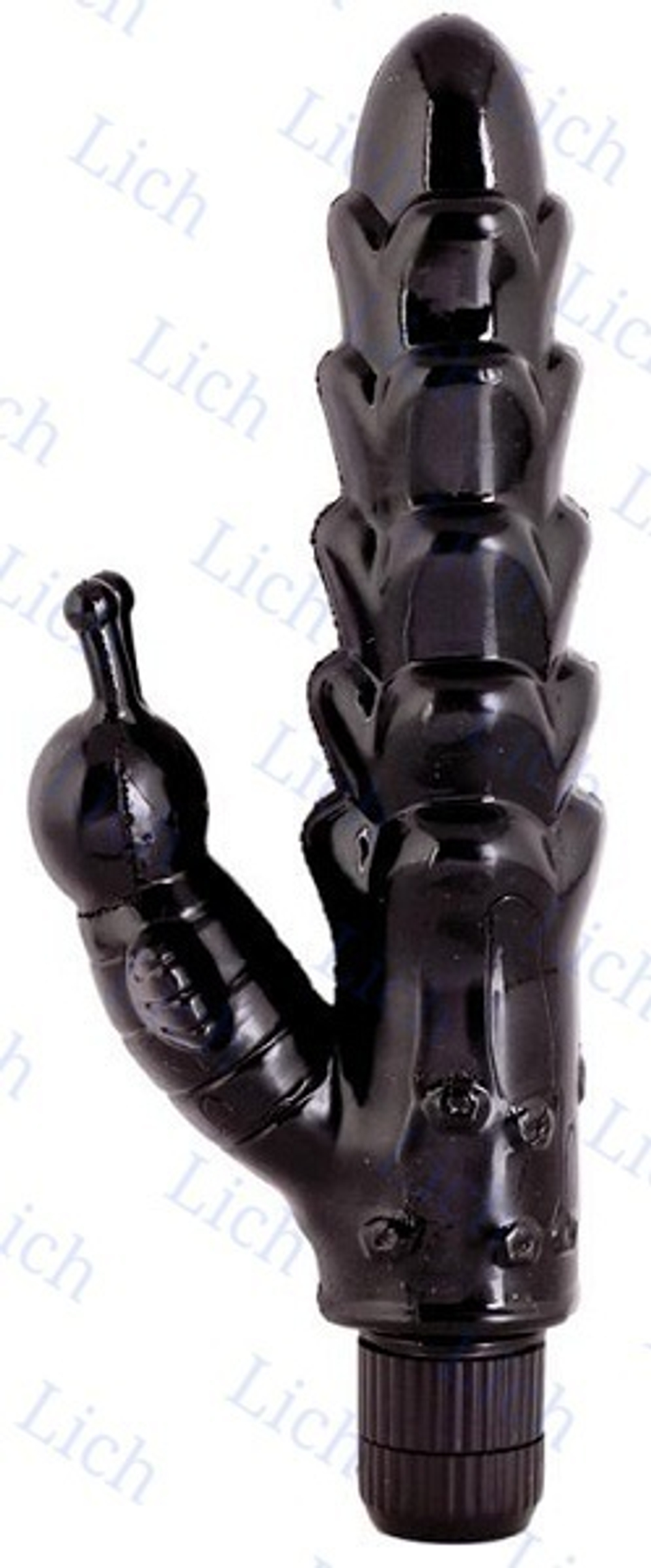 Черный вибромассажер с клиторальным стимулятором