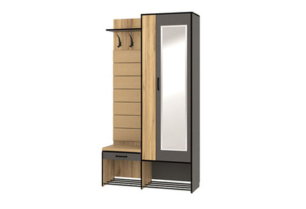 Прихожая Ивару Ольга Лофт 4, Дуб крафт золотой/Темно-серый