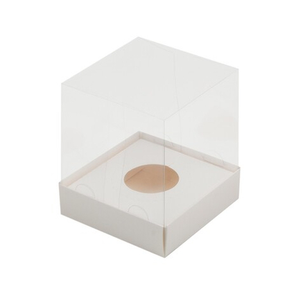 Коробка под 1 капкейк с прозрачным куполом, 10*10*12 см