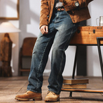 Ge Blue Deer американские ретро джинсовые брюки мужские осенние и зимние бархатные приливы свободные прямые повседневные длинные брюки