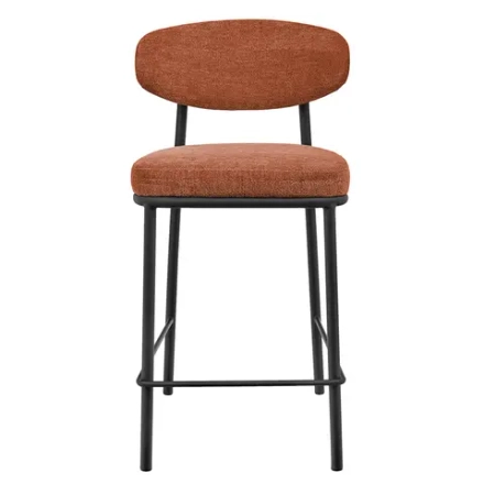 Стул полубарный Bradex Home Lucas 2 терракотовый шенилл с чёрными ножками