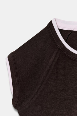 ZARA ФУТБОЛКА С ЭФФЕКТОМ ДВОЙНОГО РУКАВА, ШОКОЛАДНЫЙ